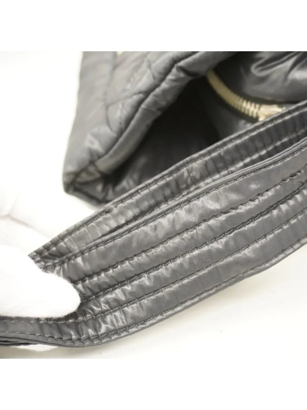 Chanel Shoulder Bag Coco Cocoon Nylon Black Silver